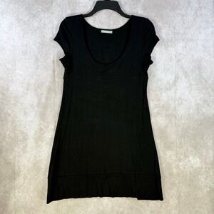 Nally & Millie Tunic Top Womens Small Black Empire Waist Scoop Neck Cap Sleeve